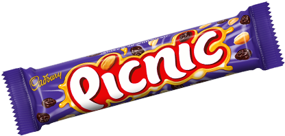 A Nobbly Creation Of Crispy Wafer, Chewy Caramel, Crunchy - Cadbury Picnic 48g (36 Bars) (600x271), Png Download