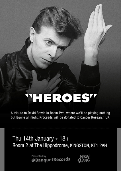 Thursday 14th January At Room 2 At New Slang, - David Bowie Heroes (598x598), Png Download