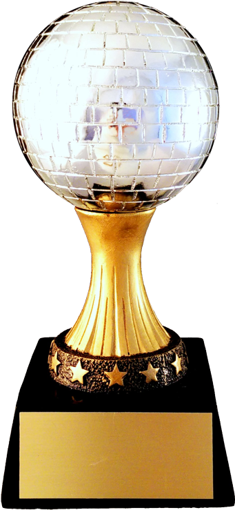 Mirror Ball Resin Trophy - Resin (361x750), Png Download