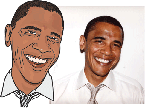 Photo To Cartoon Free Funny President Obama Cartoon - Barack Obama White Shirt (500x368), Png Download
