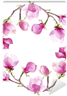 Magnolia Watercolor Wreath Floral Frame Border Wedding - Bridal Shower Clipart Floral (400x400), Png Download