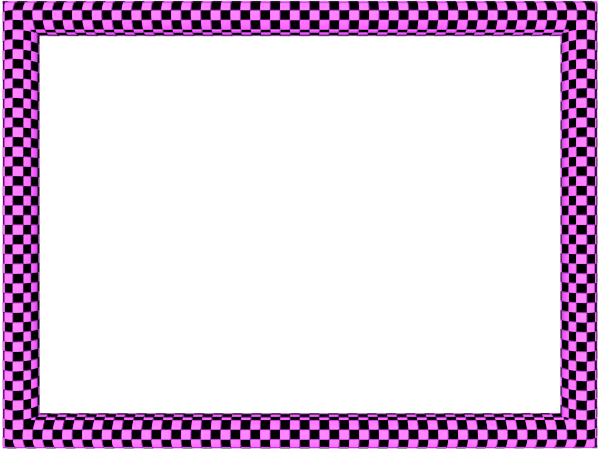 Pink Black Funky Checker Rectangular Powerpoint Border - Blue Checkered Border (600x450), Png Download