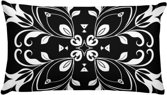Black And White Floral Butterfly Rectangular Pillow - Cool Drawing Of A White Tree (600x600), Png Download