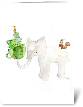 White Elephant Holiday Card Greeting Card - Holiday (350x396), Png Download