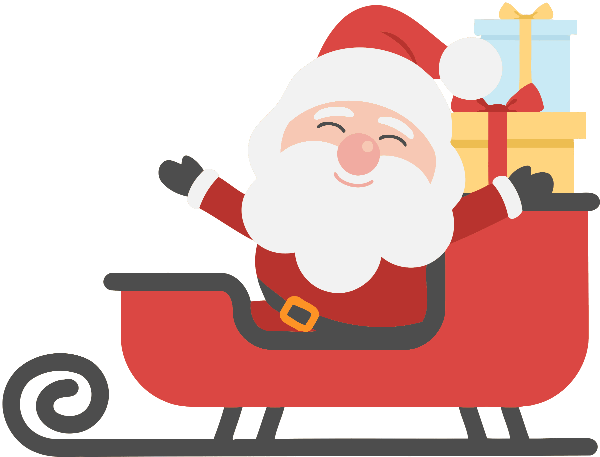 Santa Claus Christmas Day Christmas Tree Holiday Gift - Santa And His Sleigh Clipart (984x750), Png Download