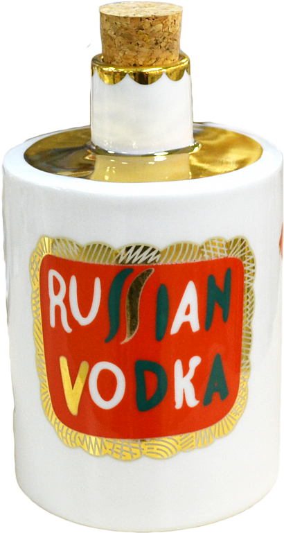 Gilded Porcelain Russian Vodka Decanter - Label (451x800), Png Download