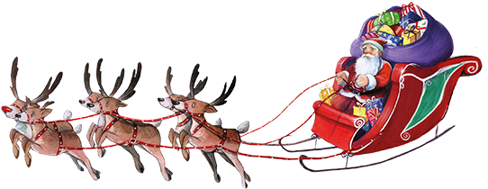 View The Range - Santa Sleigh Png Transparent (600x230), Png Download