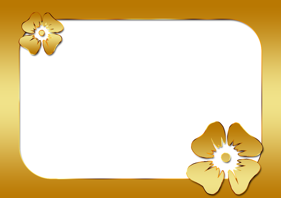 Gold Flower Frame Png Photo - กรอบ รูป สี ทอง ดอกไม้ (960x678), Png Download
