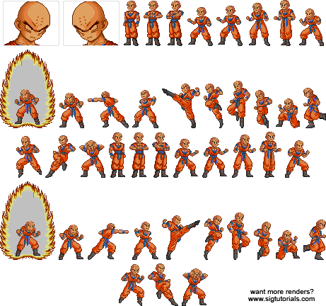 Dragonballz Krillan Sheet - Sprite Dragon Ball Png (461x432), Png Download