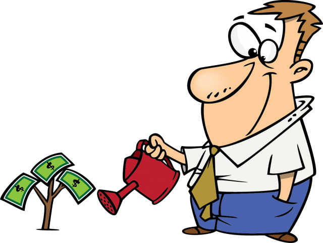 Watering Money Tree - Money Tree Clipart Transparent (640x481), Png Download