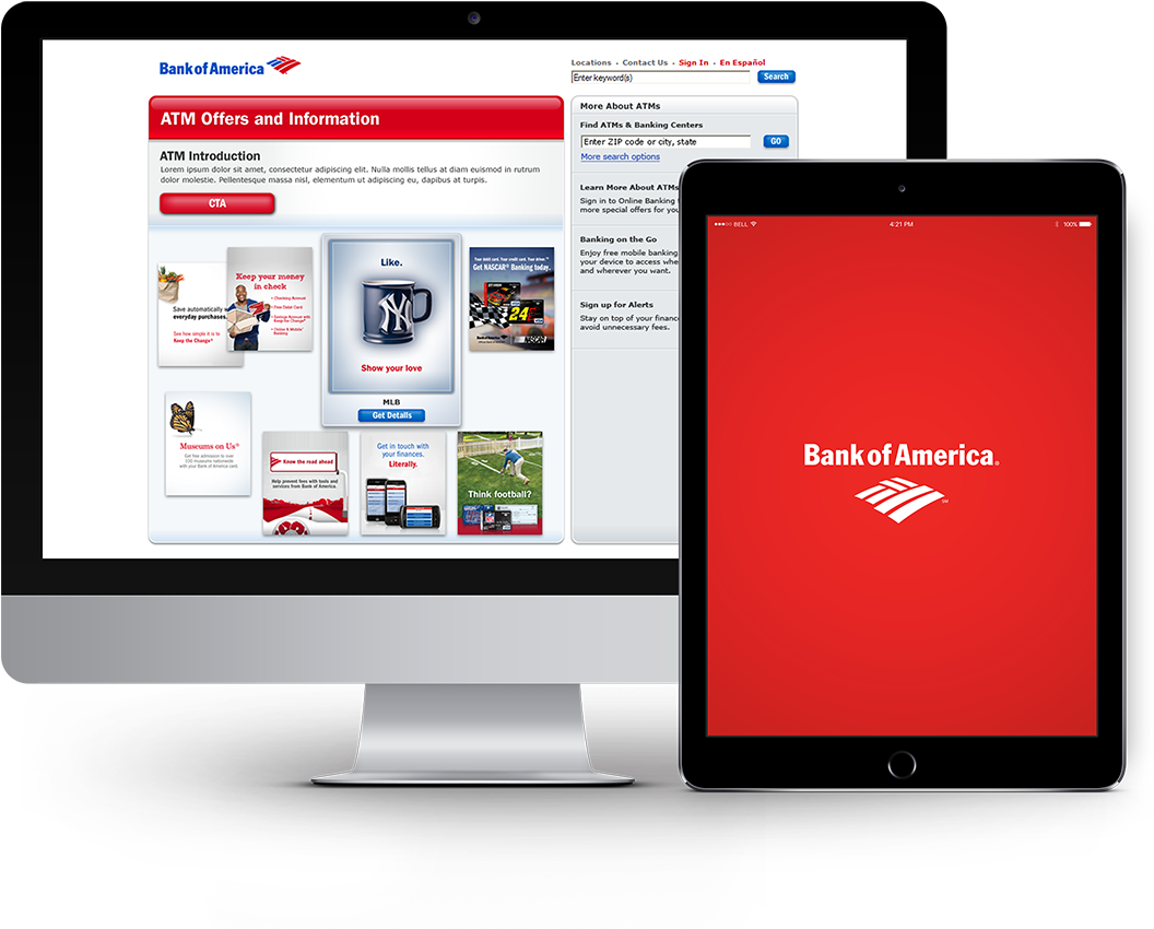 During My Time At Organic I Worked Primarily On Bank - Bank Of America (1080x875), Png Download