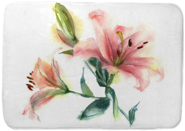 Watercolor Painting Of Flowers - Lirio Y Flores Acuarela (400x400), Png Download