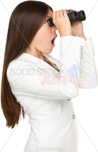 Stock Photo Of Surprised Asian Brunette Businesswoman - Binoculars Woman Png Transparent (321x500), Png Download