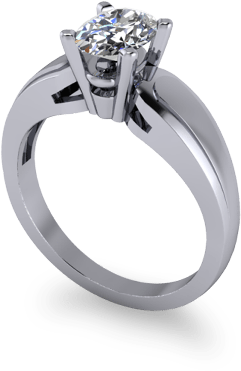 Chunky Catherdral Soltaire Engagement Ring - White Gold Rings Model (800x800), Png Download