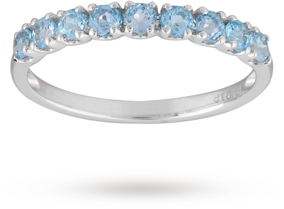 Blue Topaz Eternity Ring In 9 Carat White Gold - Colored Gold (640x640), Png Download