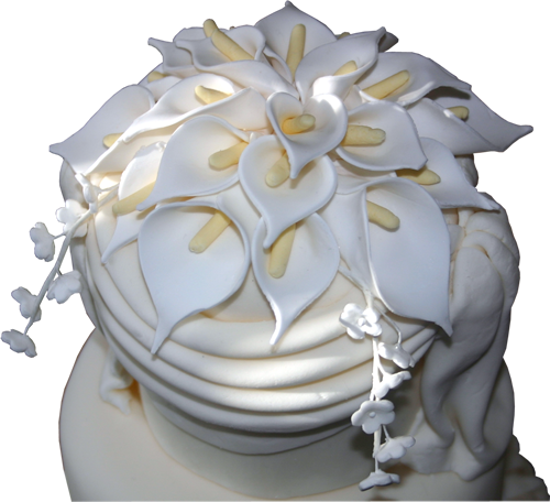 Calla Lily Tower Multi Tier Wedding Cake Nottingham - Wedding Cake (500x456), Png Download