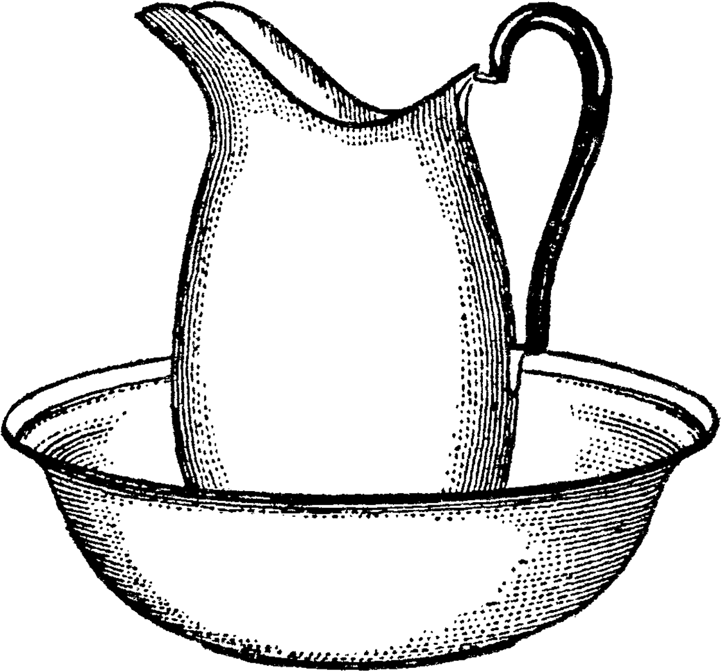 Vintage Pitcher And Bowl Bath Digital Clip Art Banner - Clip Art (1600x1478), Png Download