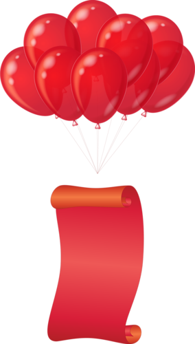 Red Balloons - Purple Birthday Cake Clipart (284x500), Png Download