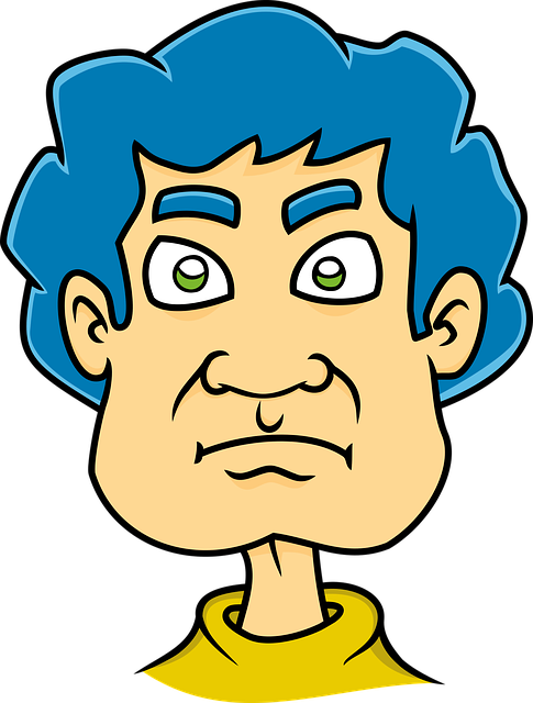 Angry-man - Man With Blue Hair Clipart (485x640), Png Download