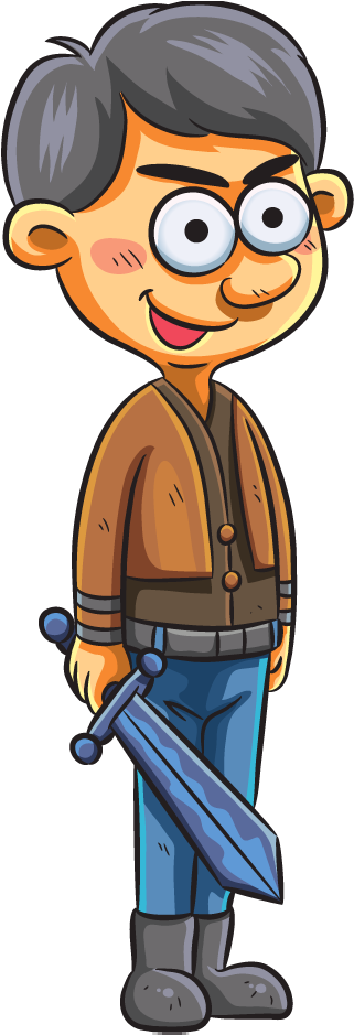 Funny Cartoon Man Holding Sword - Cartoon Man With Sword (350x940), Png Download