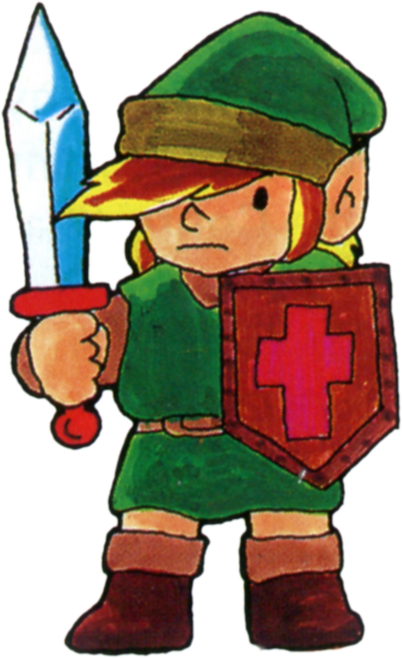 Link Holding His Sword - Zelda 1 Link (578x946), Png Download