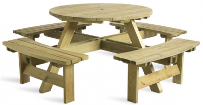 Complete 8 Seat Round Picnic Table - Round Picnic Table Png (400x400), Png Download