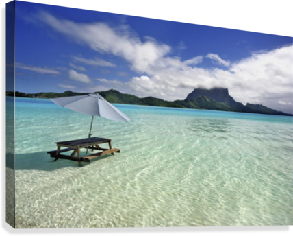 French Polynesia, Tahiti, Bora Bora, Picnic Table And - Posterazzi French Polynesia Tahiti Bora Bora Picnic (428x344), Png Download
