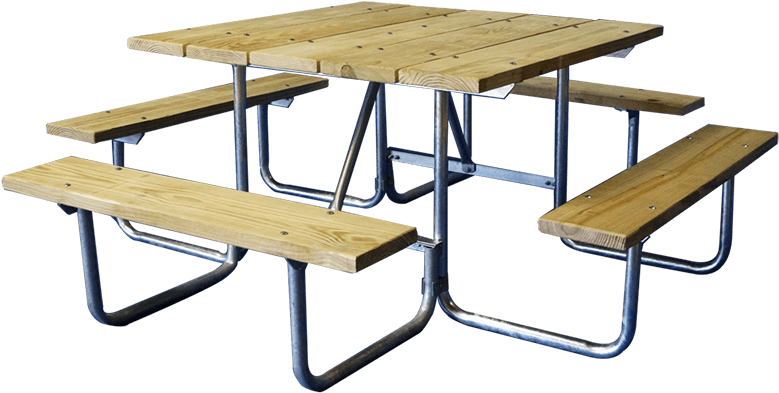 Square Untreated Galvanized Picnic Table - Table (1020x1200), Png Download