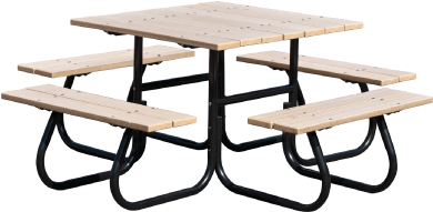 Four Sided Picnic Table (400x440), Png Download