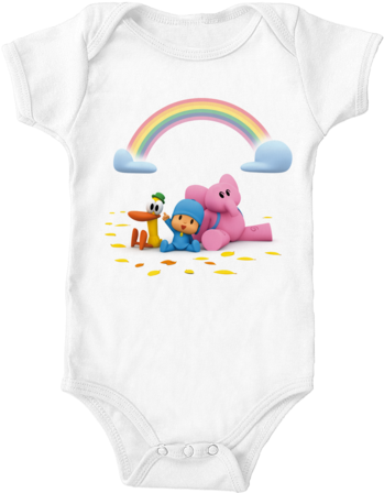 Pocoyo Pato And Elly Under The Rainbow Cotton One-piece - Star Wars Baby Onesie (480x480), Png Download