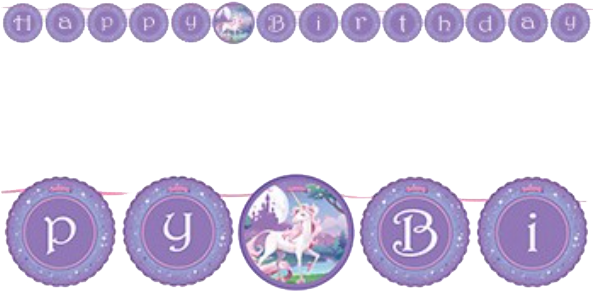 Unicorn Fantasy Circle Ribbon Birthday Banner - Unicorn Fantasy Ribbon Banner (592x370), Png Download