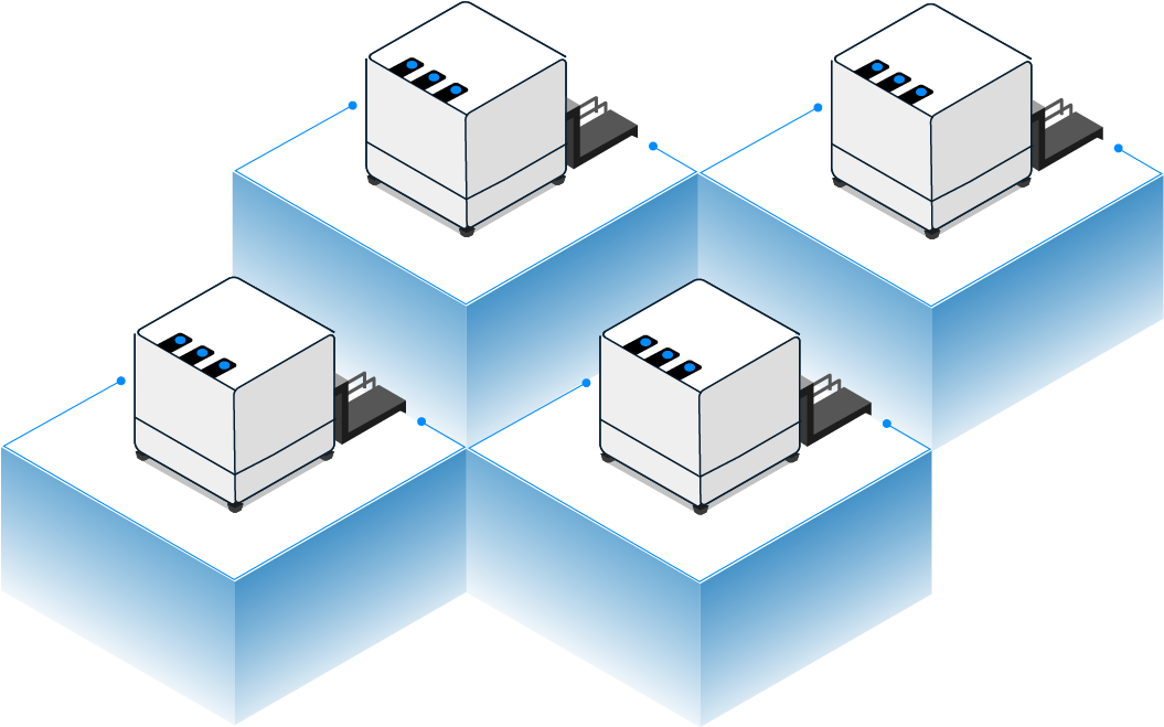 Four Machines Stacked In A Diamond Cube Pattern - Diagram (1576x700), Png Download