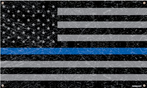 Rough Thin Blue Line American Flag Banner - Thin Blue Line Flag Psd (600x600), Png Download