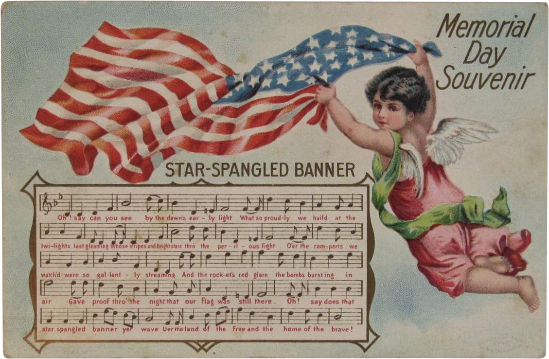 1908 Taggart Star Spangled Banner Memorial Day Souvenir - Vintage Gruß-karte Des Valentines Tages Karte (1128x1128), Png Download