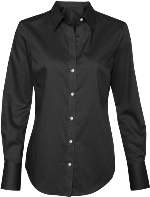 13ck030 Ladies Dobby Pindot Shirt - North Face Jackets Mens Black (560x700), Png Download