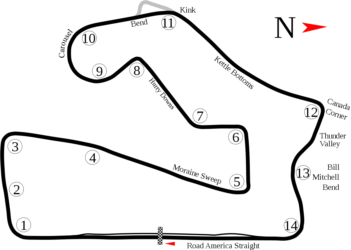 Road America Corner Names (1200x856), Png Download