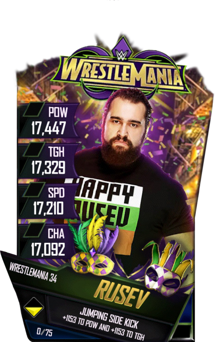 Rusev S4 19 Wrestlemania34 - Wwe Supercard Wrestlemania 34 Cards (733x1158), Png Download