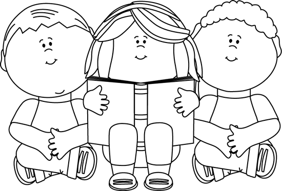 Clip Art Black And White - Reading Clipart Black And White (550x373), Png Download