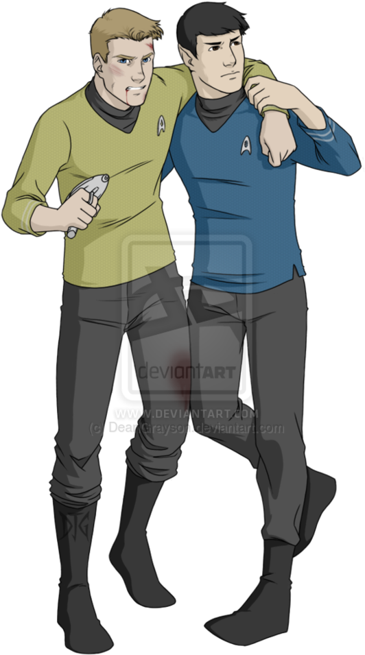 Spock And Kirk Fan Art - Captain Kirk And Spock Fanart (785x1017), Png Download