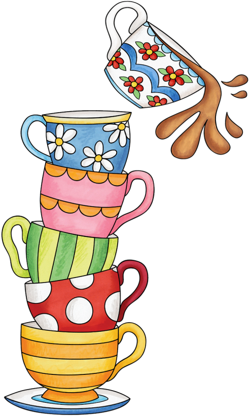 Stacked Tea Cups Clipart (500x837), Png Download