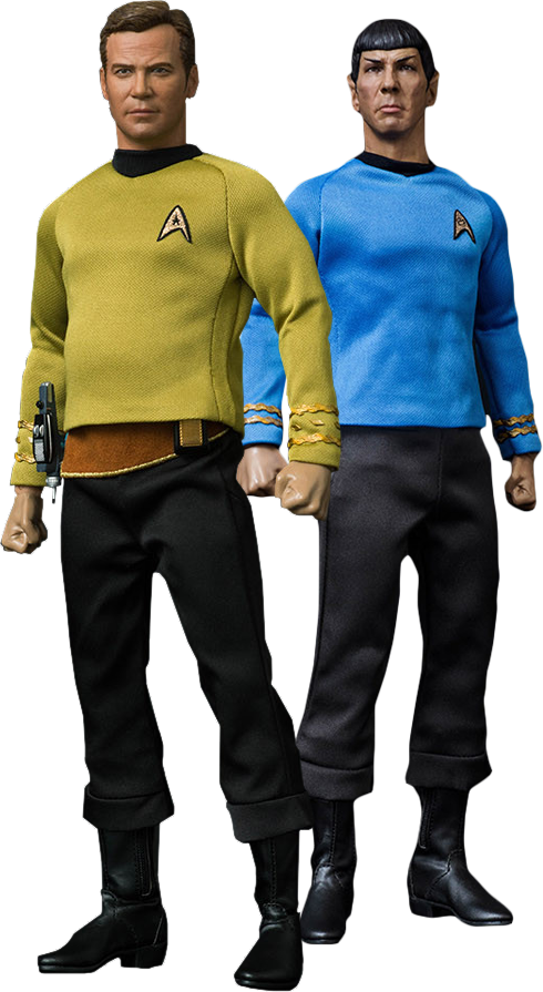 Kirk & Spock 1/6th Scale Exclusive Action Figure Bundle - Star Trek Captain Kirk Figure (490x895), Png Download