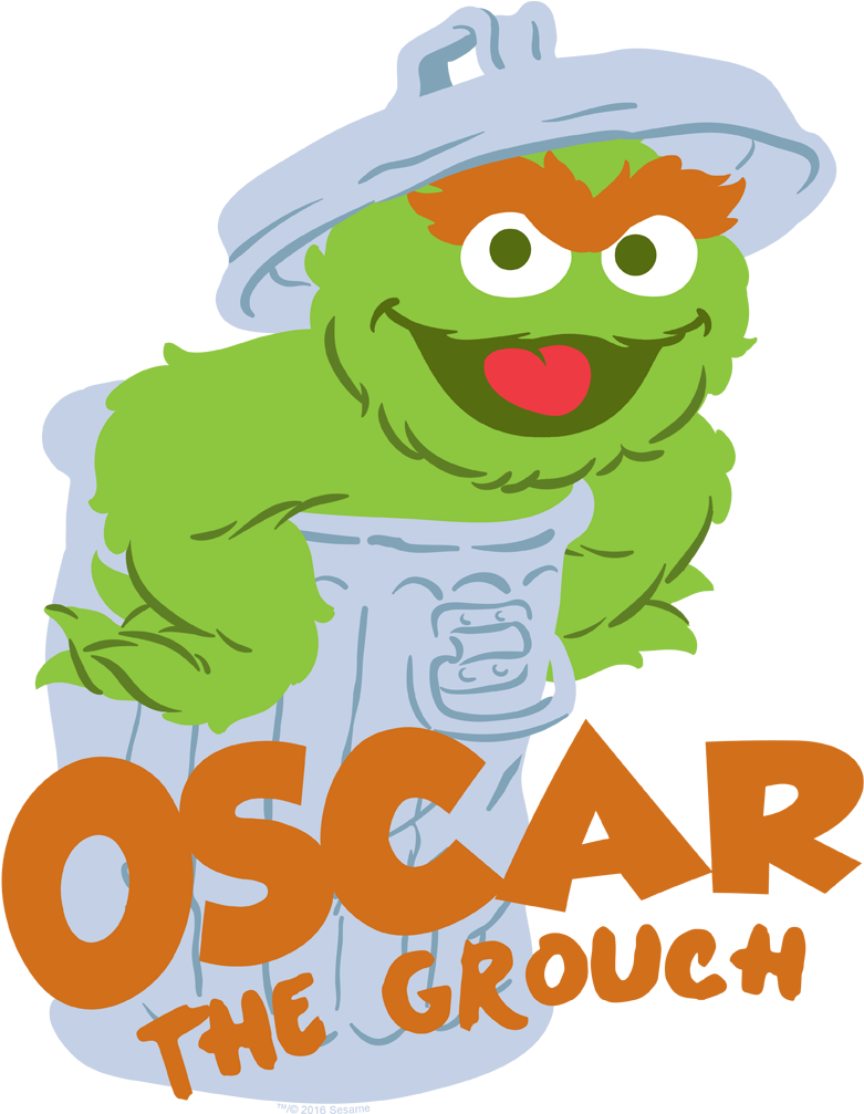Sesame Street Flat Oscar Kid's T-shirt - Kids T-shirt: Youth: Sesame Street- Smiling Oscar, (850x1102), Png Download