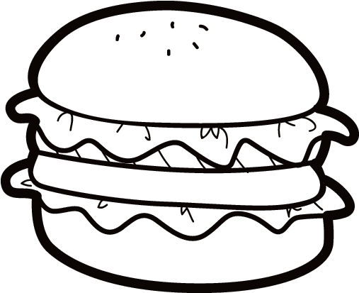 Jpg Freeuse Download Frappuccino Drawing Junk Food - Hamburger Coloring Page (600x470), Png Download