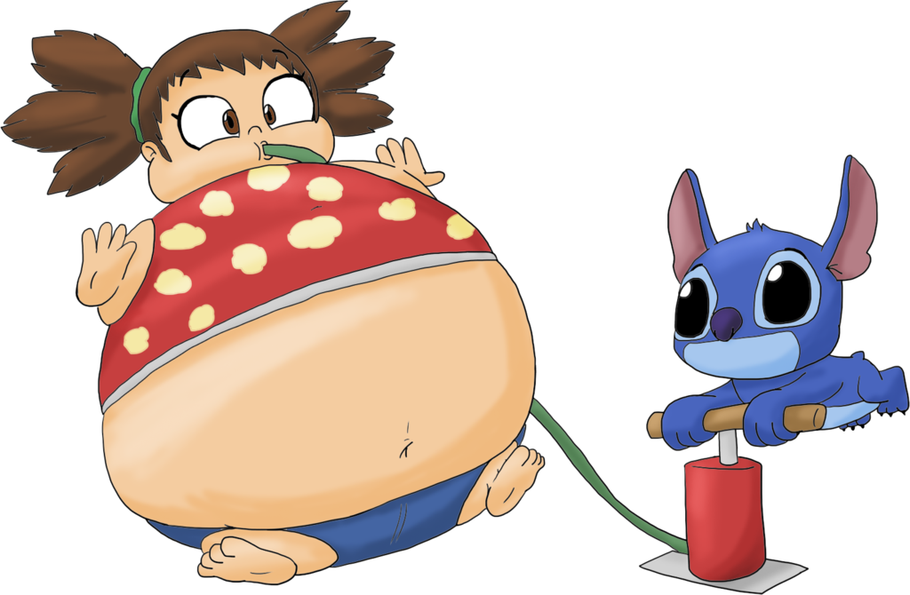 Picture Free Stock Drawing Stitch Body - Cartoon Girl Inflation (1024x670), Png Download