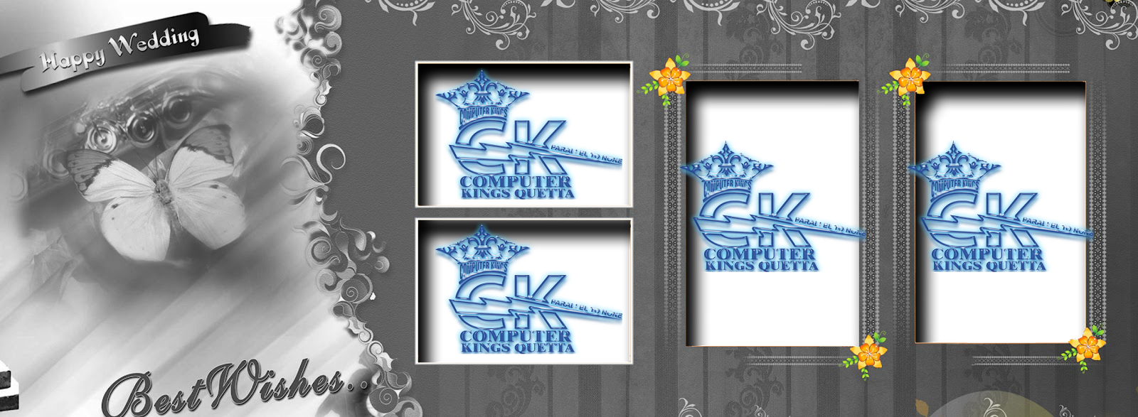 Photoshop Wedding Frame Psd Free Download (1600x587), Png Download