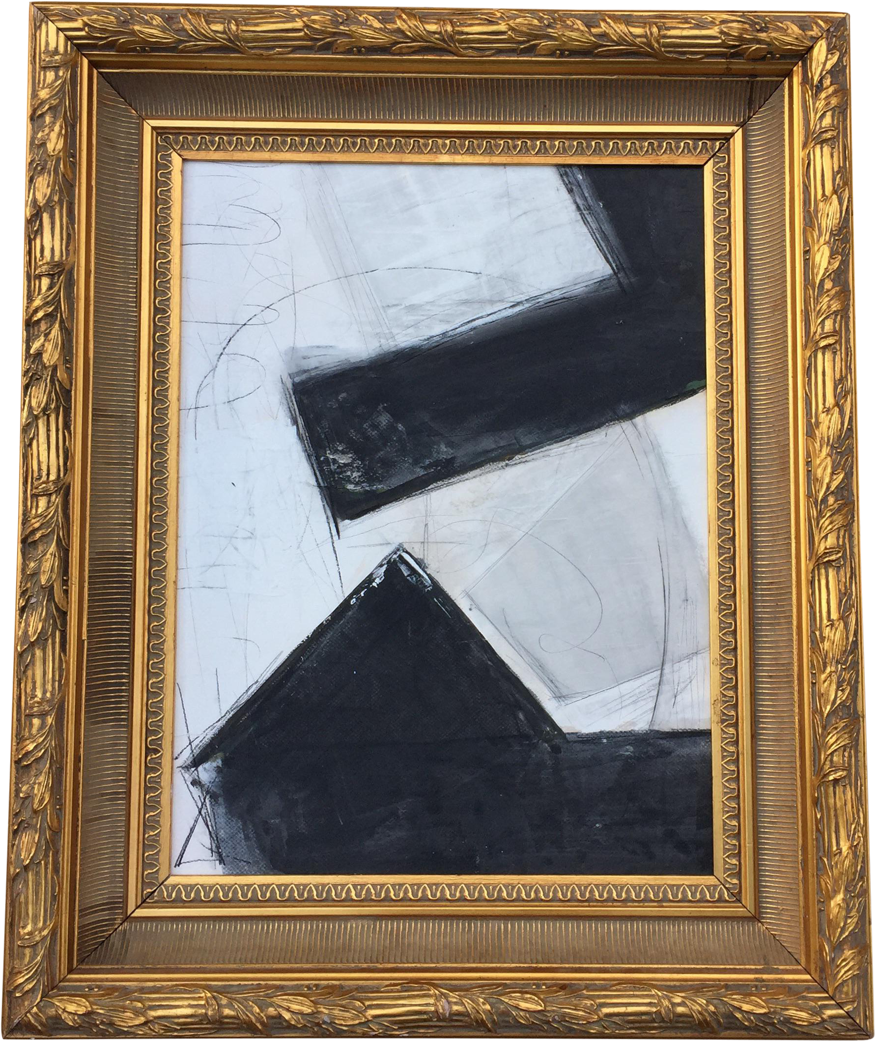 Abstract Painting In A Fabulous Gold Frame - Modern Art In Gold Frame (1978x2353), Png Download