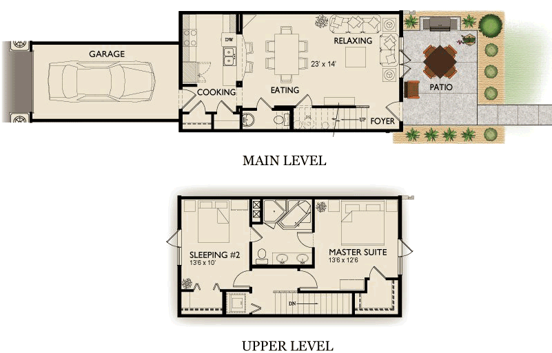Unit Amenities - 2 Story Unit Plans (800x520), Png Download
