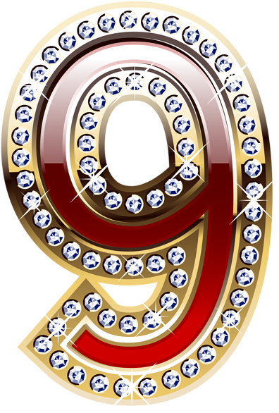 Gold And Red Number Nine Png Clipart Image - Gold Numbers Png Transparent (411x600), Png Download