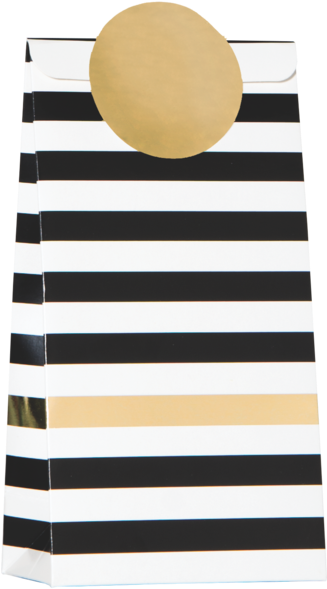 Black And White Horizontal Stripe Favor Bag With Gold - Stairs (326x600), Png Download