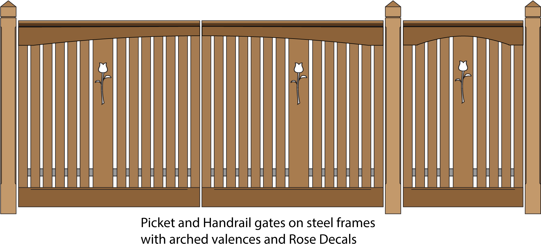 Picket And Handrail Pedestrian And Driveway Gates With - Picket Fence (1960x1090), Png Download